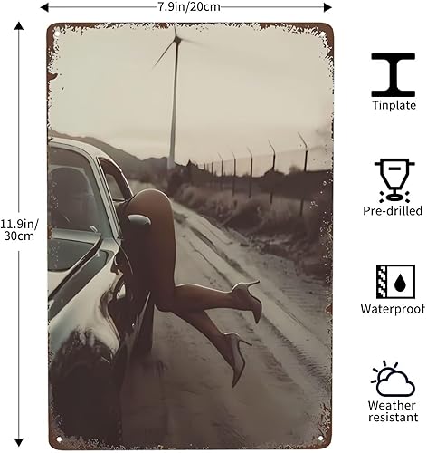 Miniatura 2 de Letreros de metal retro sexy con texto en inglés "Hot Woman", póster sexy para el auto, con texto en inglés "Pin Up Girl", carteles de estaño,