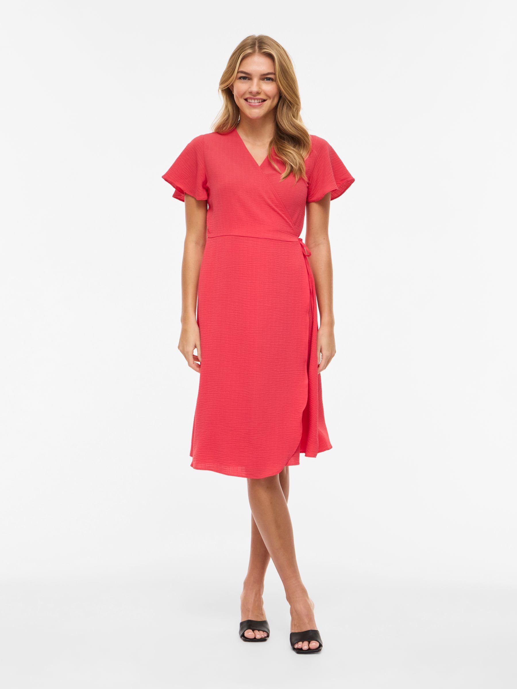 Vila Damen Vilovie S/S Wrap Midi Dress - Noos Vilovie S/S Wrap Midi Dress - Noos (1er Pack)