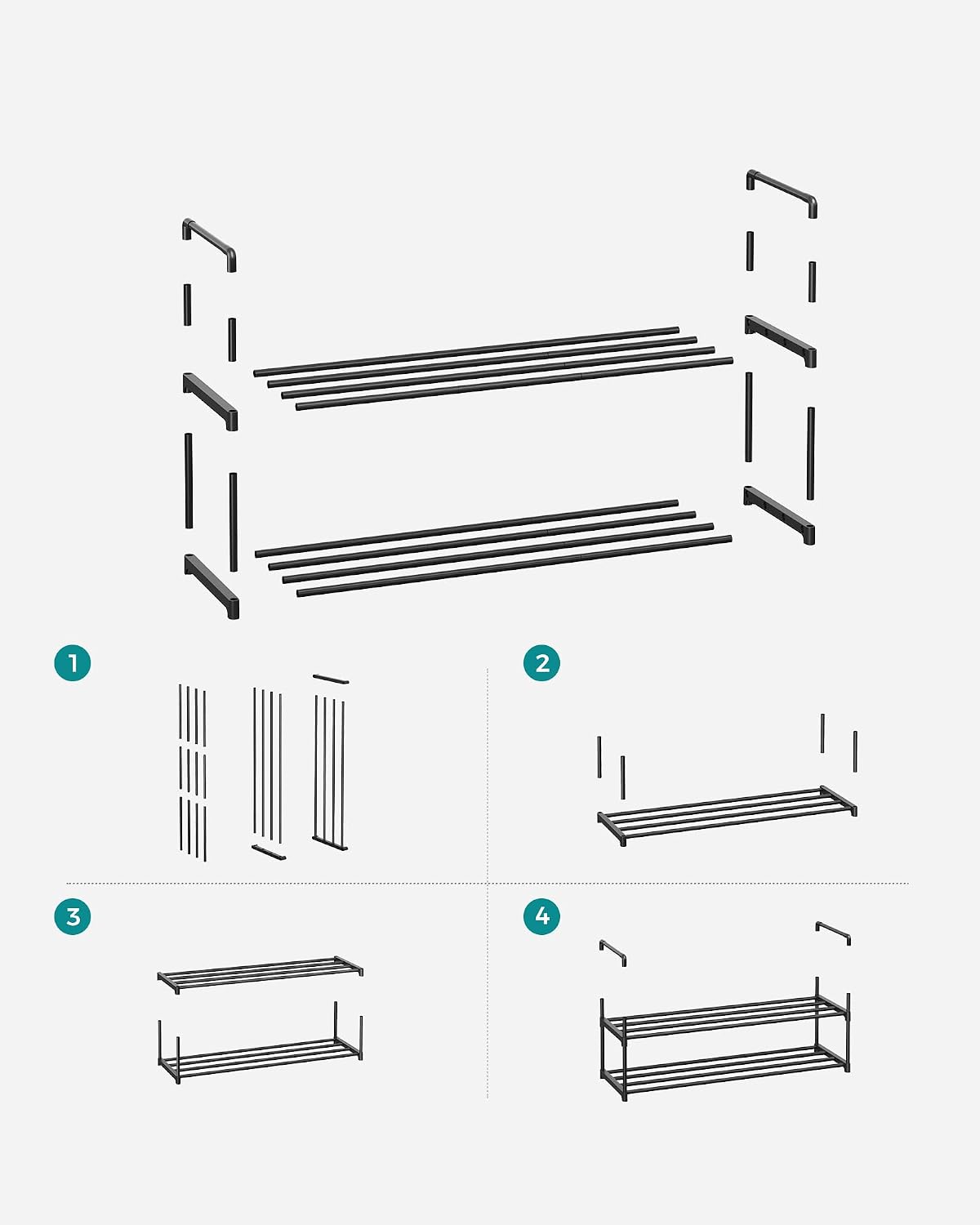SONGMICS 2-Tier Metal Shoe Rack (Model LSA12BK) Instruction Manual