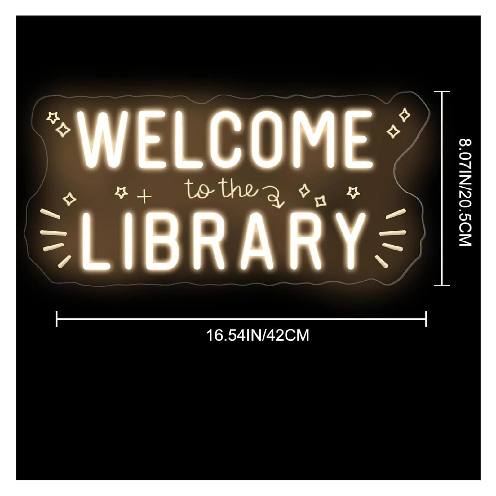 Décor Mural Lumière Enseigne Lumineuse LED Welcome To The Library À Intensité Variable Pour Salle De Classe Chambre D'enseignant Coin Lecture Fête D'ouverture 42cmx20.5cm