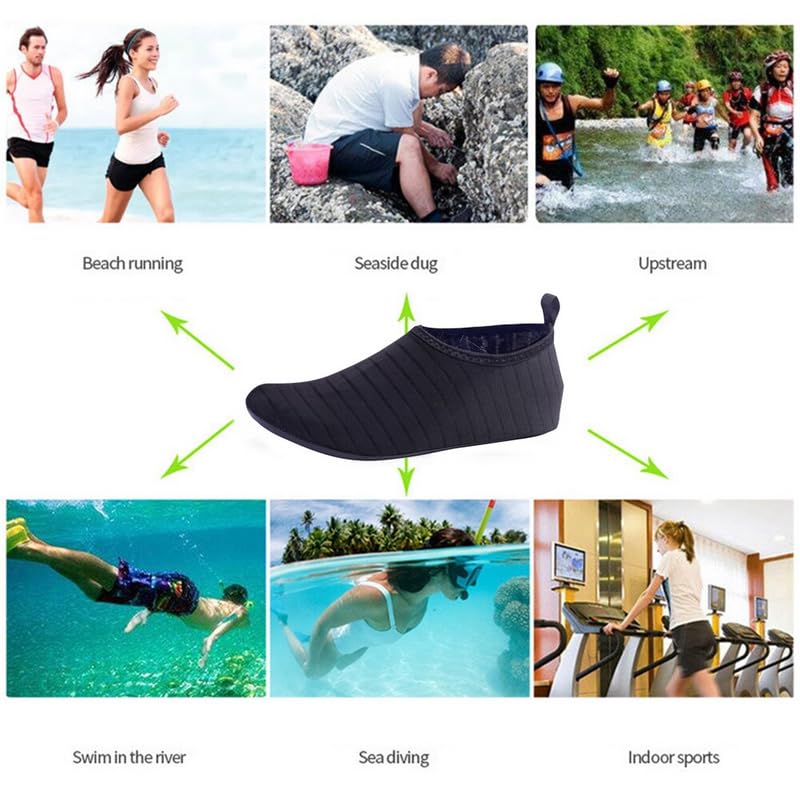 Water Socks - Barefoot Water Shoes with Elastic Collar Design & Non Slip Rubber Sole for Men & Women, Breathable & Foldable Quick Dry Aqua Socks for Beach Swimming & Surfing4