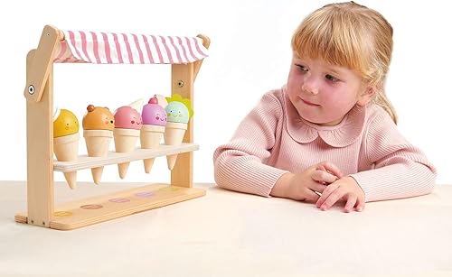 Miniatura 3 de Tender Leaf Toys - Scoops and Smiles - Tienda de juguetes de helados con 5 hermosas cornetas de helado de madera maciza para niños de 3 años en
