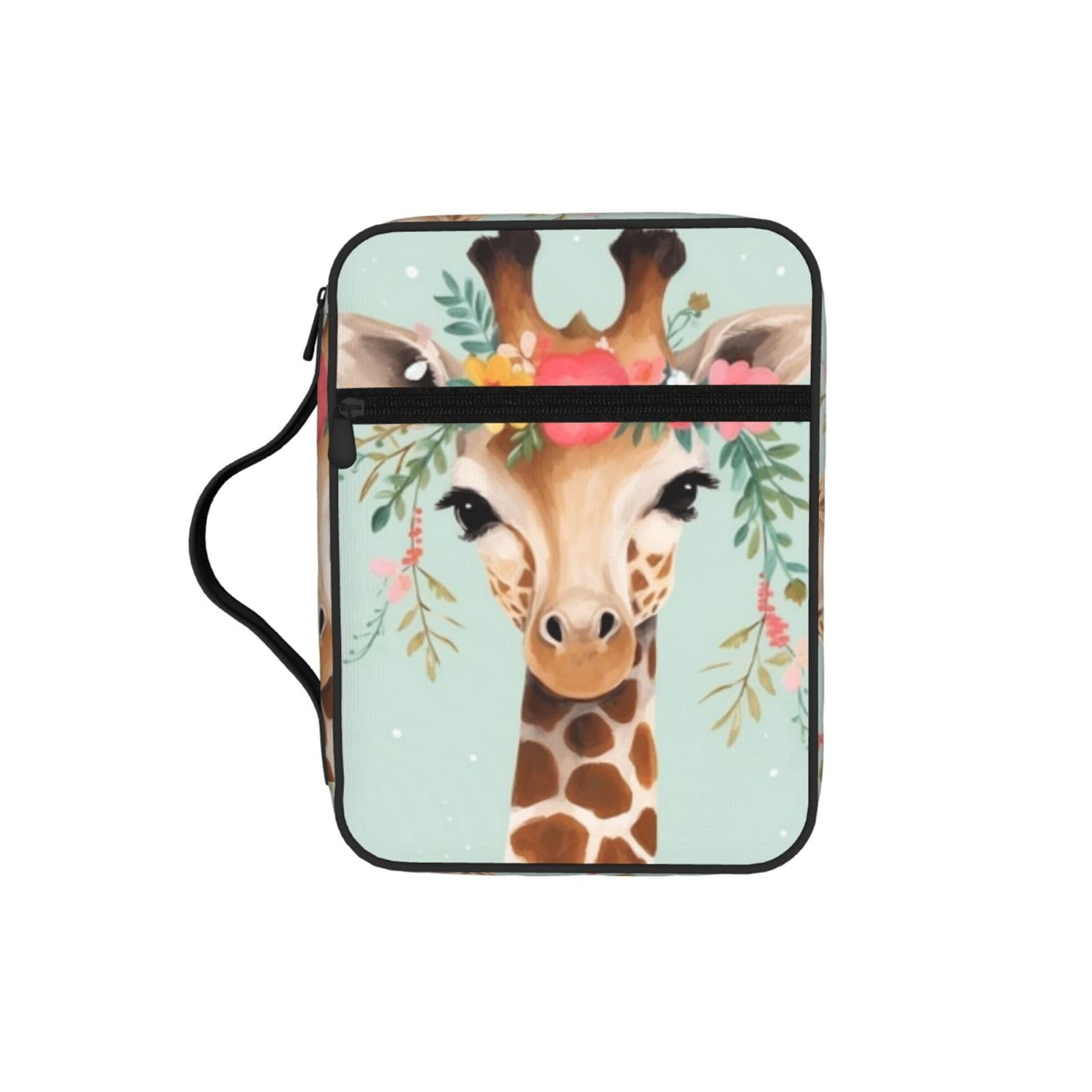Giraffe With Floral Bible Cover Case Waterproof Bible Bag With Handle Organizer Storage Book Cover For Bible Study