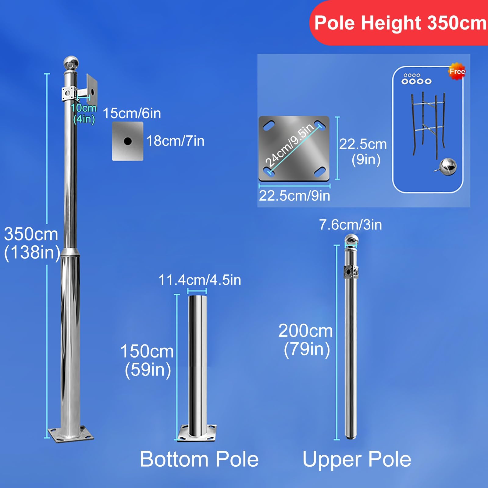 Überwachungskamera Aussen Mast, Halterung für Kamera Überwachung, Universal Security Camera Halter, Kamera Halterung(350cm/138in)