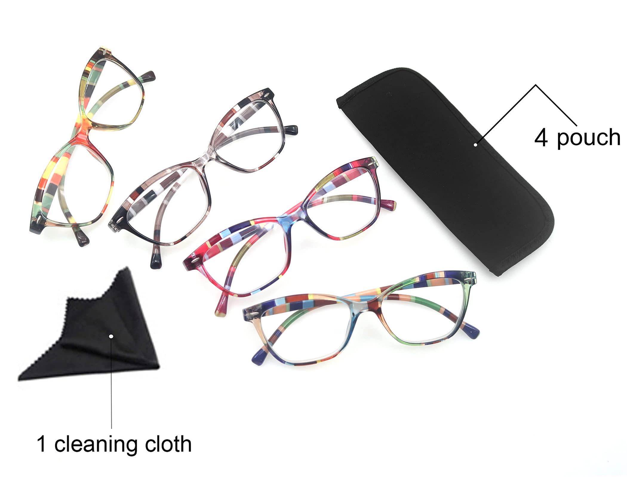 HEEYYOK 4 Pacco Occhiali da Lettura Leggero Moda Cerniere a Molla di Qualita Occhiali da Vista per Uomo Donna Mescola Colore
