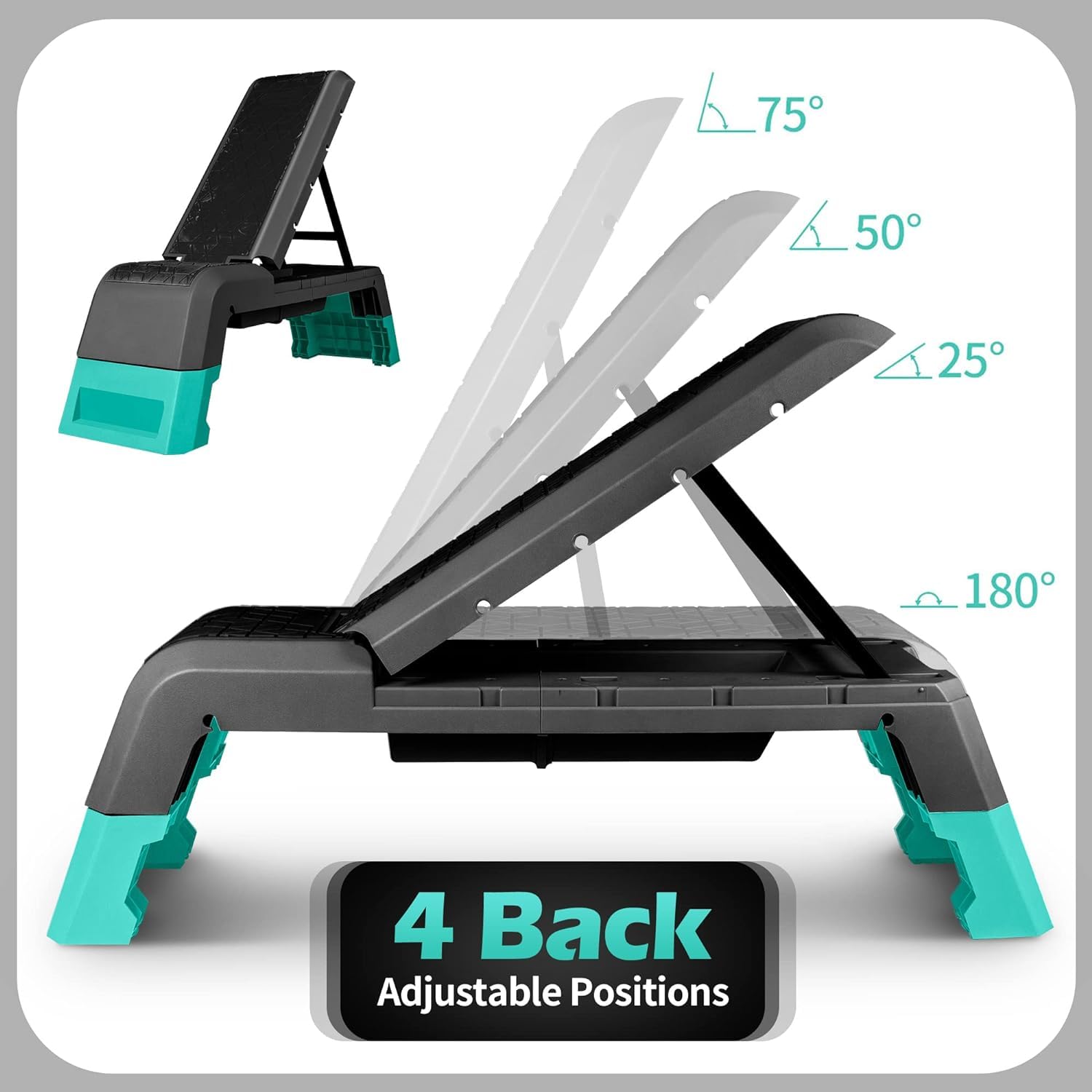 leikefitness Plataforma aeróbica multifuncional con plataforma de entrenamiento de cuerda, banco de pesas ajustable, equipo de fitness profesional para gimnasio en casa (negro)