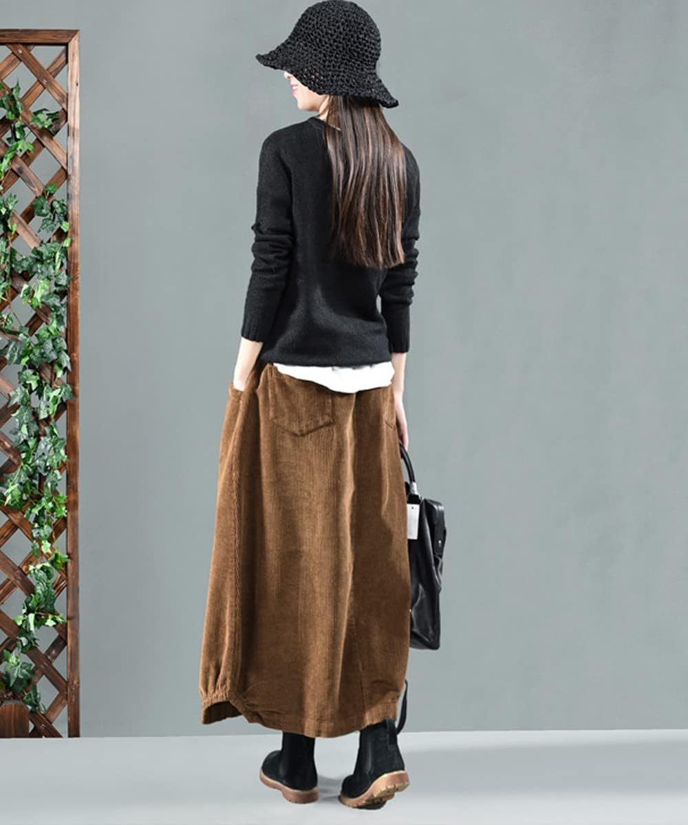 MedeShe Women's Classic High Elastic Waist Autumn Winter Midi Long Skirt - Image 2