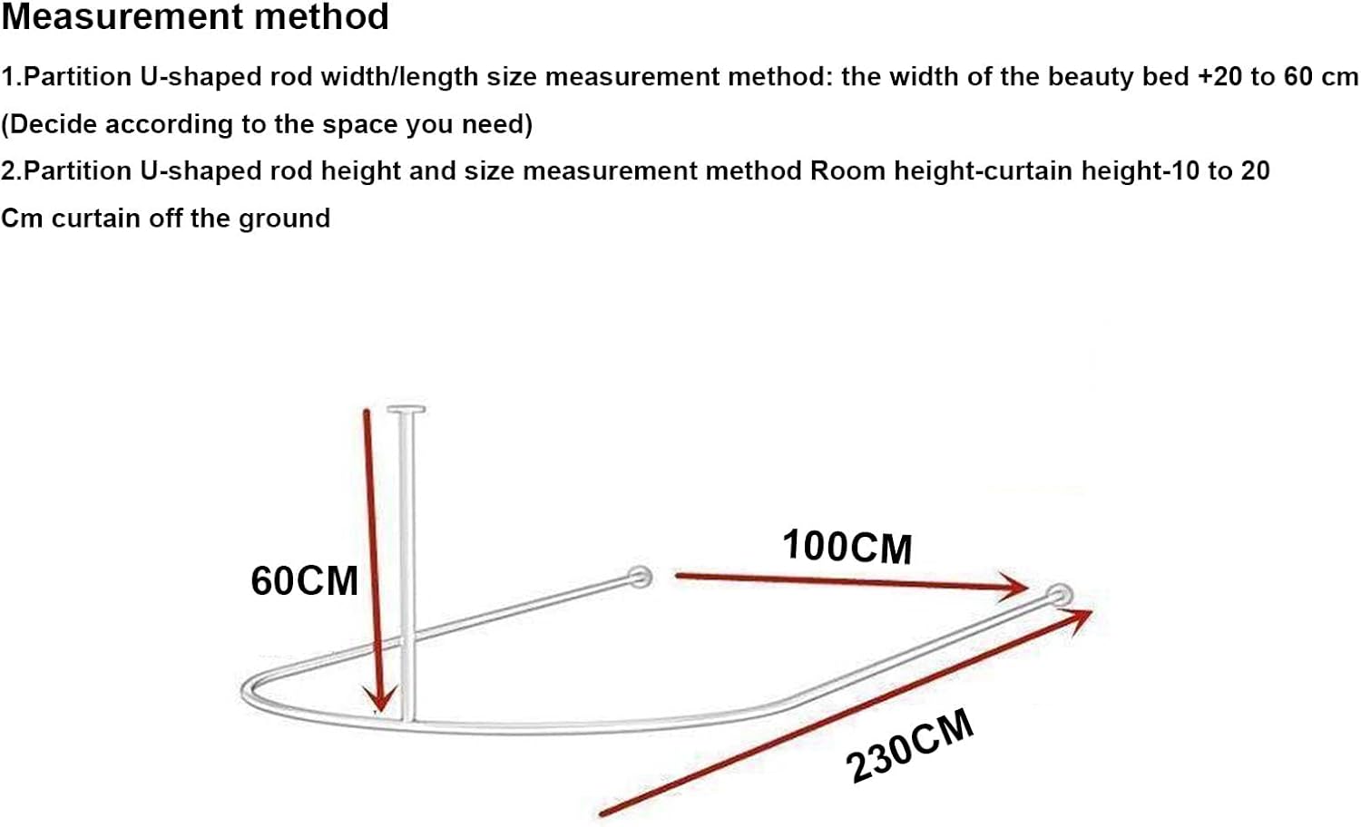Partition Curtain Rod, Beauty Salon U-shape Room Divider Rod Stand,metal Support Wall Mounted Privacy Partition Rod,space Separator for Clothing Store Fitting Room/boutique /wedding Dress Shop