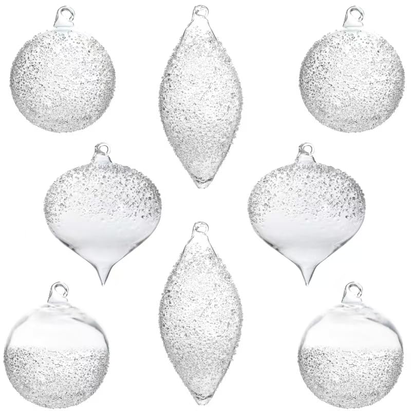 KI Store weihnachtskugeln Weiss transparent Clear Glas 8 Stücke...