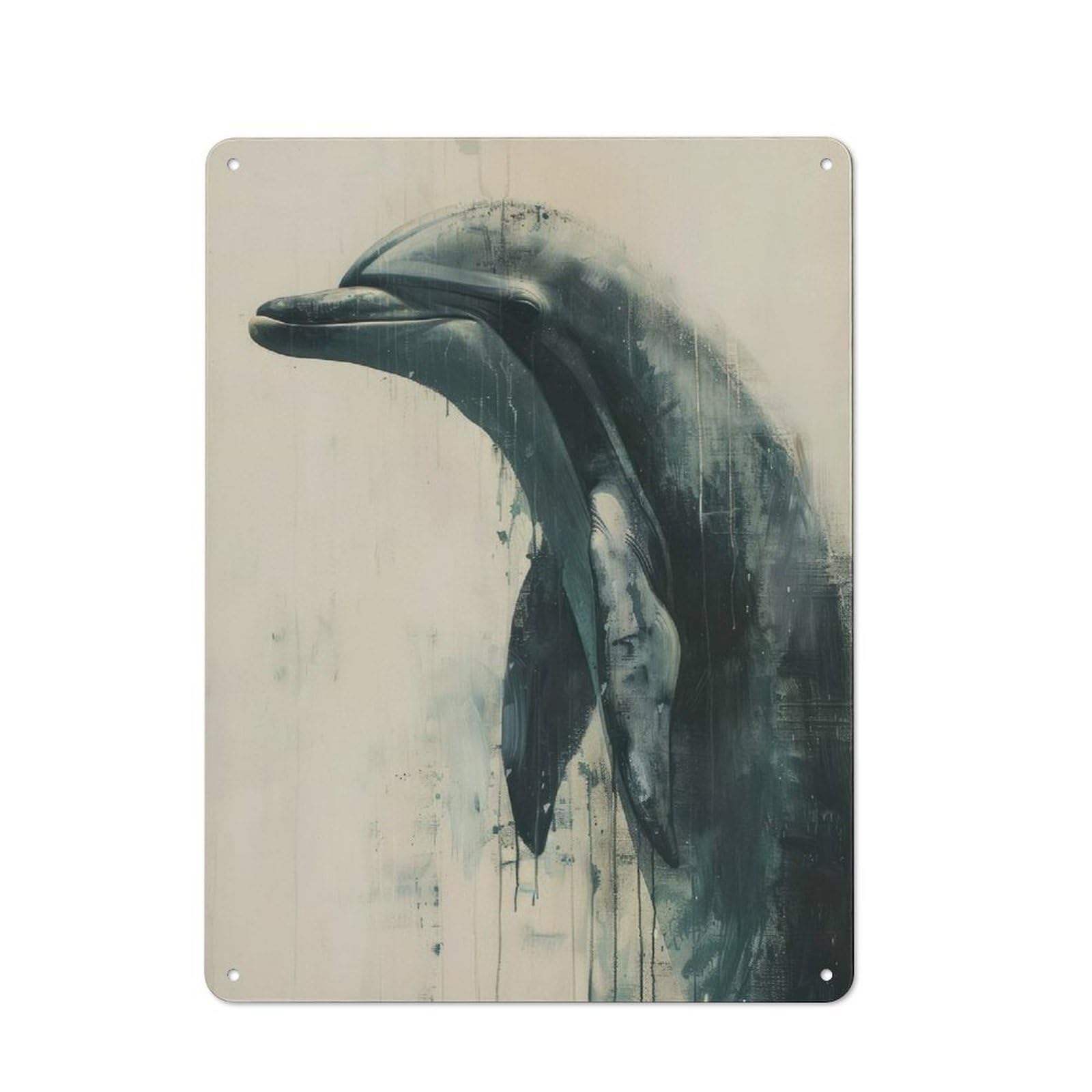 Junmoney Dolphin Harmony Retro Metal Wall Sign 40X30cm With For Living Room Wall, Housewarming Wall Decor For People Furnishing Living Room