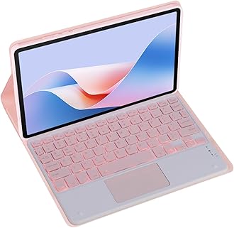 Magnetic Detachable Wireless Keyboard & Mouse Combo with Leather Cover for Honor Pad MagicPad 2 12.3-inch Tablet – Full Wrapped Protection Keyboard Case (Pink,Backlight Touch Pad)
