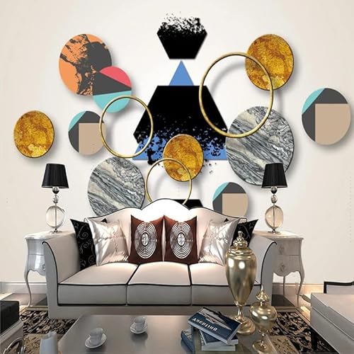 FitNshape 3D Estilo nórdico Forma geométrica abstracta Fondo de TV Papel tapiz de pared Pintura Papel de pared Decoración para el hogar * 150 cm x 105 cm (59.1x41.3 pulgadas)