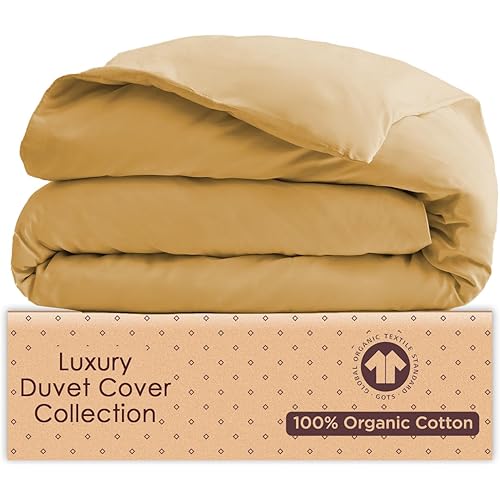 Tissaj Luxury Collection – King Size Duvet Cover – 100% GOTS Certified Organic Cotton – Sateen Weave – Camel Khakhi Color
