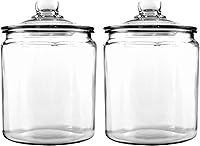 Anchor Hocking Heritage Hill 1/2 Gallon Glass Storage Jars with Lids, Set of 2 - Made in USA, Wide Mouth for Cookies & Candies