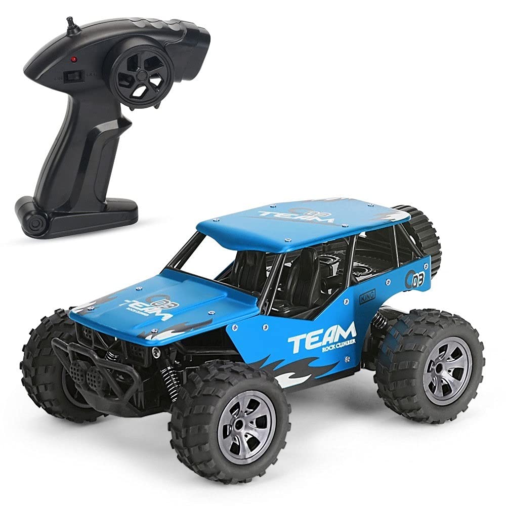1/18 Scale Alloy Off-Road Remote Control Car 2.4GHz Electric 4WD Climbing RC Vehicle RC Drift Car with A Top Speed of 30km/h Boy Bigfoot Monster RC Car Gifts for Kids and Adults (C
