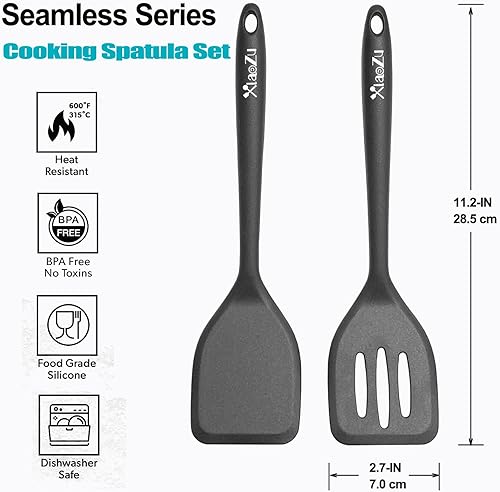Miniatura 2 de Juego de espátulas de silicona, espátulas resistentes al calor con diseño de una pieza sin costuras, utensilios de goma antiadherentes para hornear
