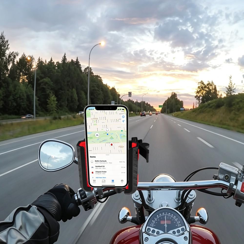 Motorcycle Phone Mount with Anti-Theft, Anti-Vibration, 720° Adjustable & One-Hand Operation, Fit for Motorcycle, Bike, Scooter, ATV, Golf Cart, Compatible with 4.7"-7.2" Smartphones