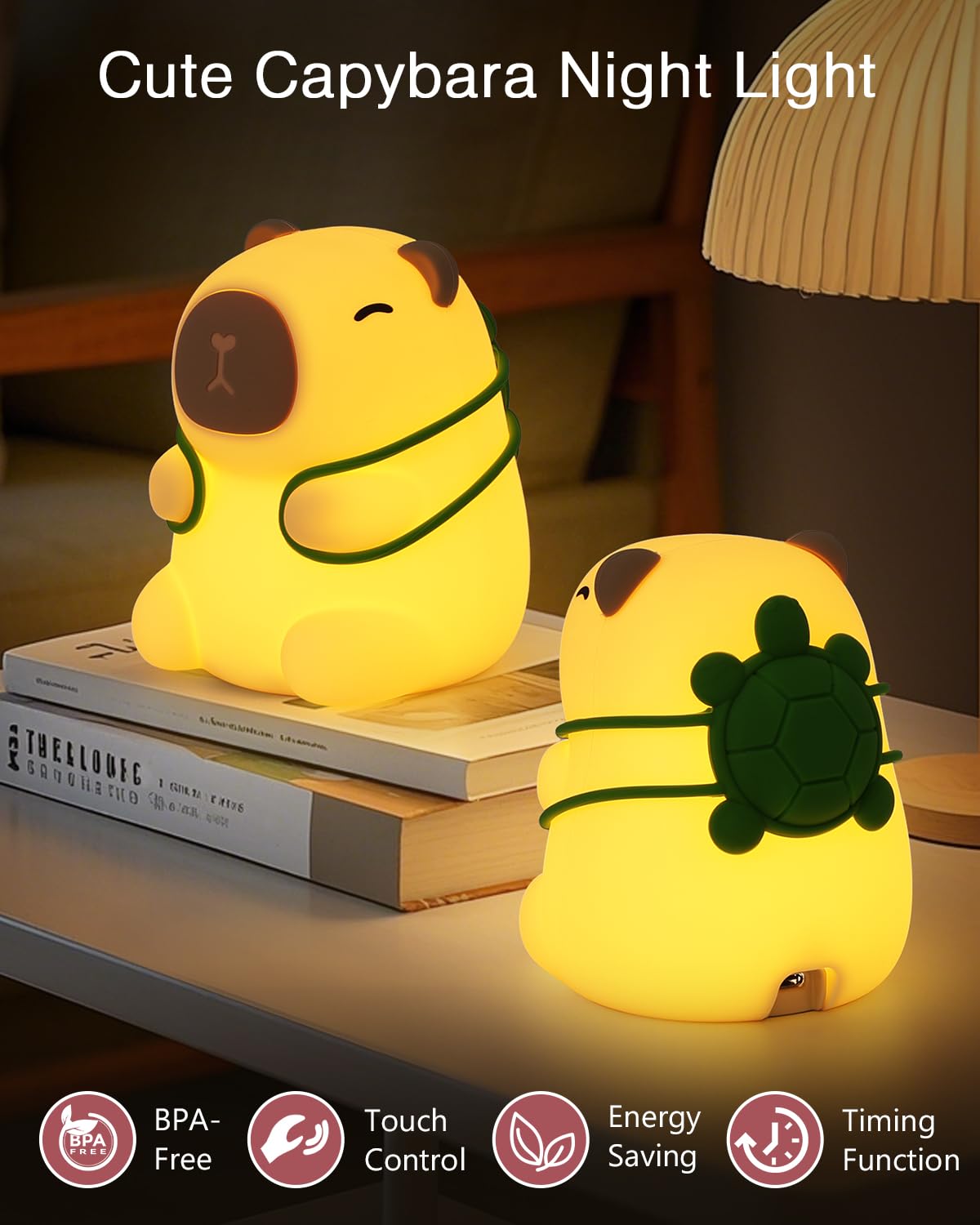 LOFICOPER Capybara Night Light, Cute Animal Soft Silicone LED Lamp with Dimmability and Timer - Image 2