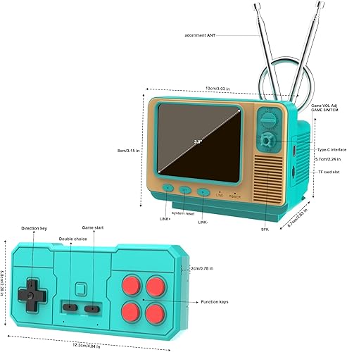 Miniatura 6 de Consola de Juegos Portátil Retro - GV300S 42 JALECO+168 Juegos Clásicos Estilo Mini TV con Pantalla IPS de 3.0 Pulgadas, Función de Guardado, Admite