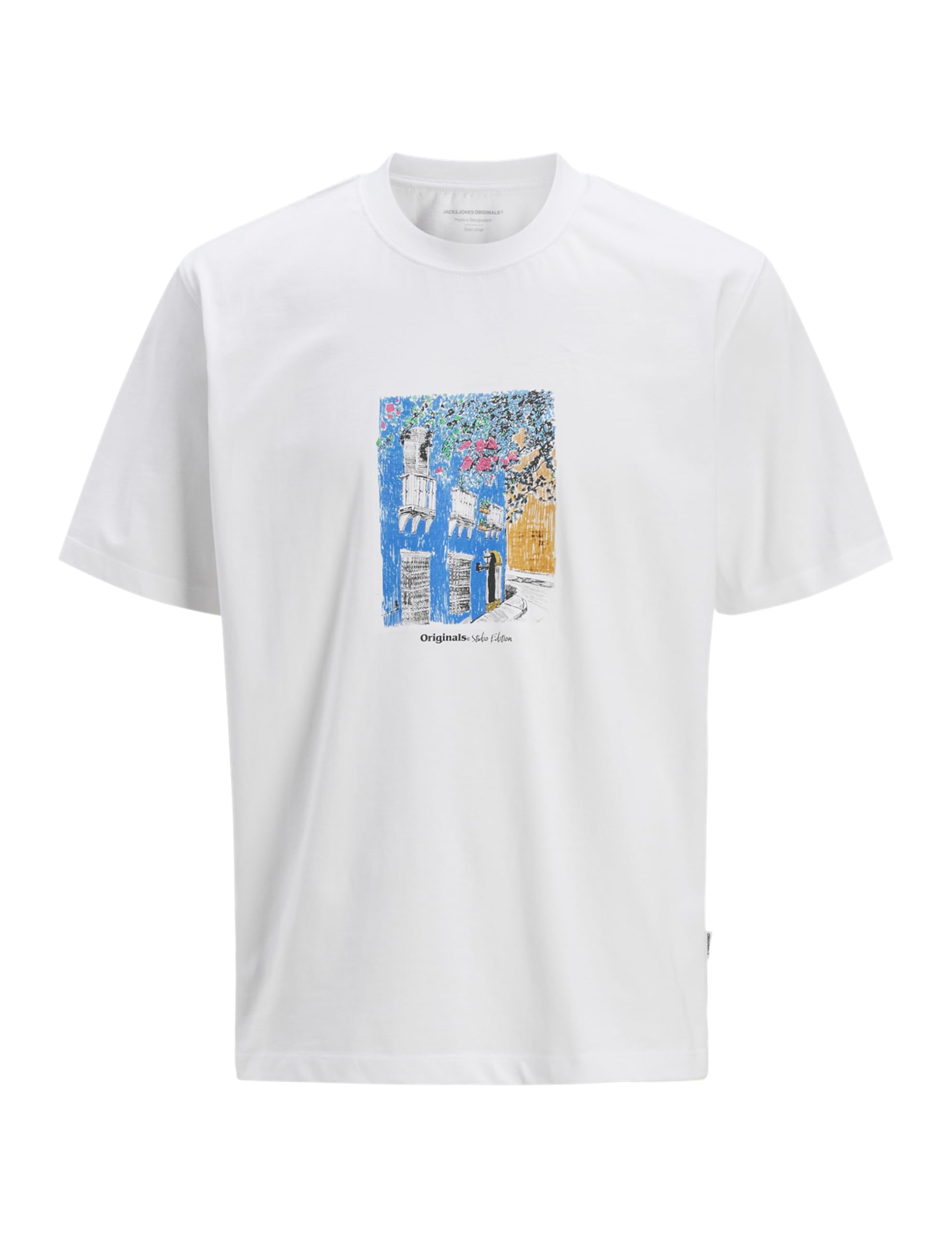 JACK & JONES Jorparos Graphic Front Tee SS Crew, Bright White, M