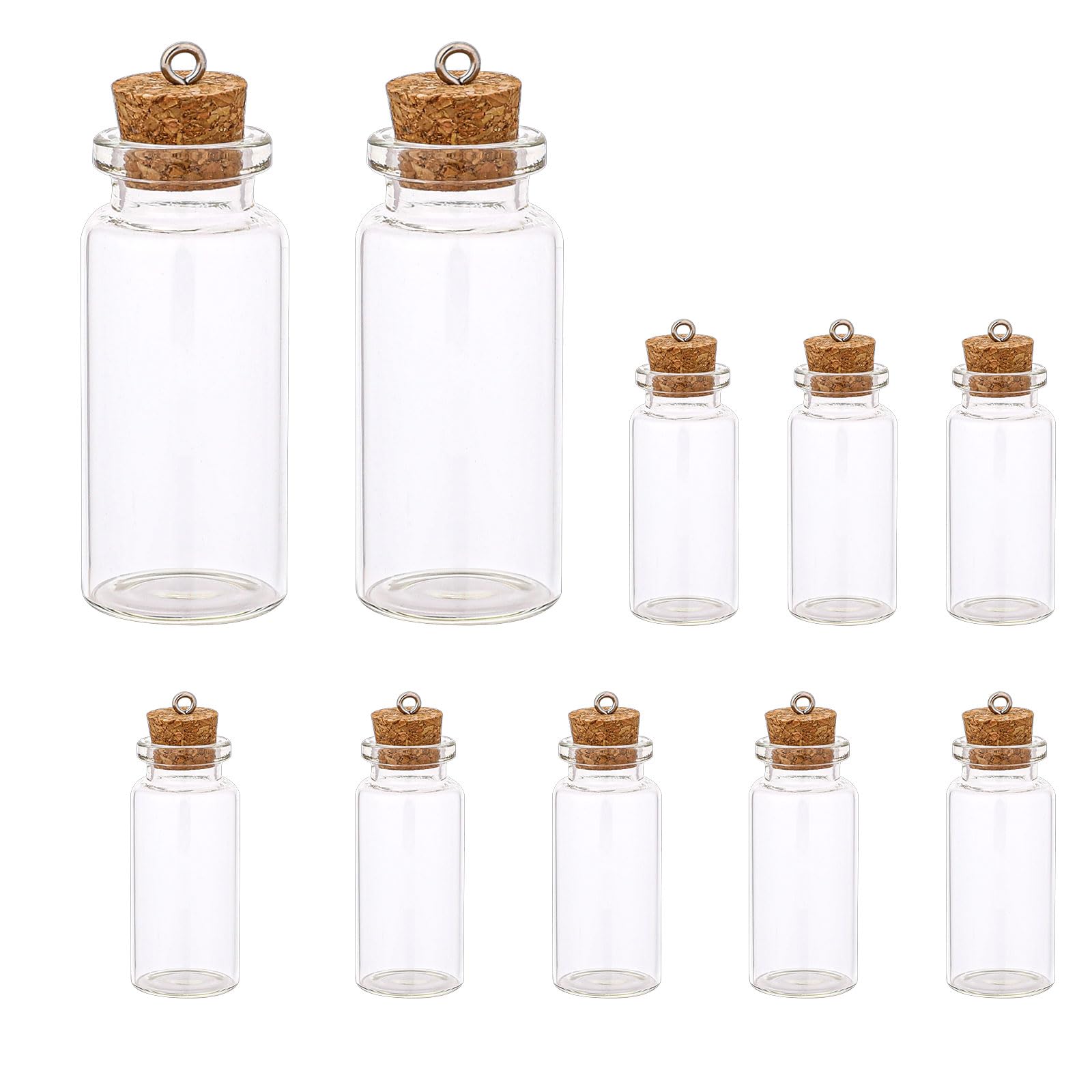 Mozeat Lens Small Glass Bottles, 10 PCS Mini Jars with Cork Lids Message Bottle Terrarium Jar Tiny Wishing Bottles miniature Sand Art Bottle Sample Bottless for DIY Crafts Decoration Weddings