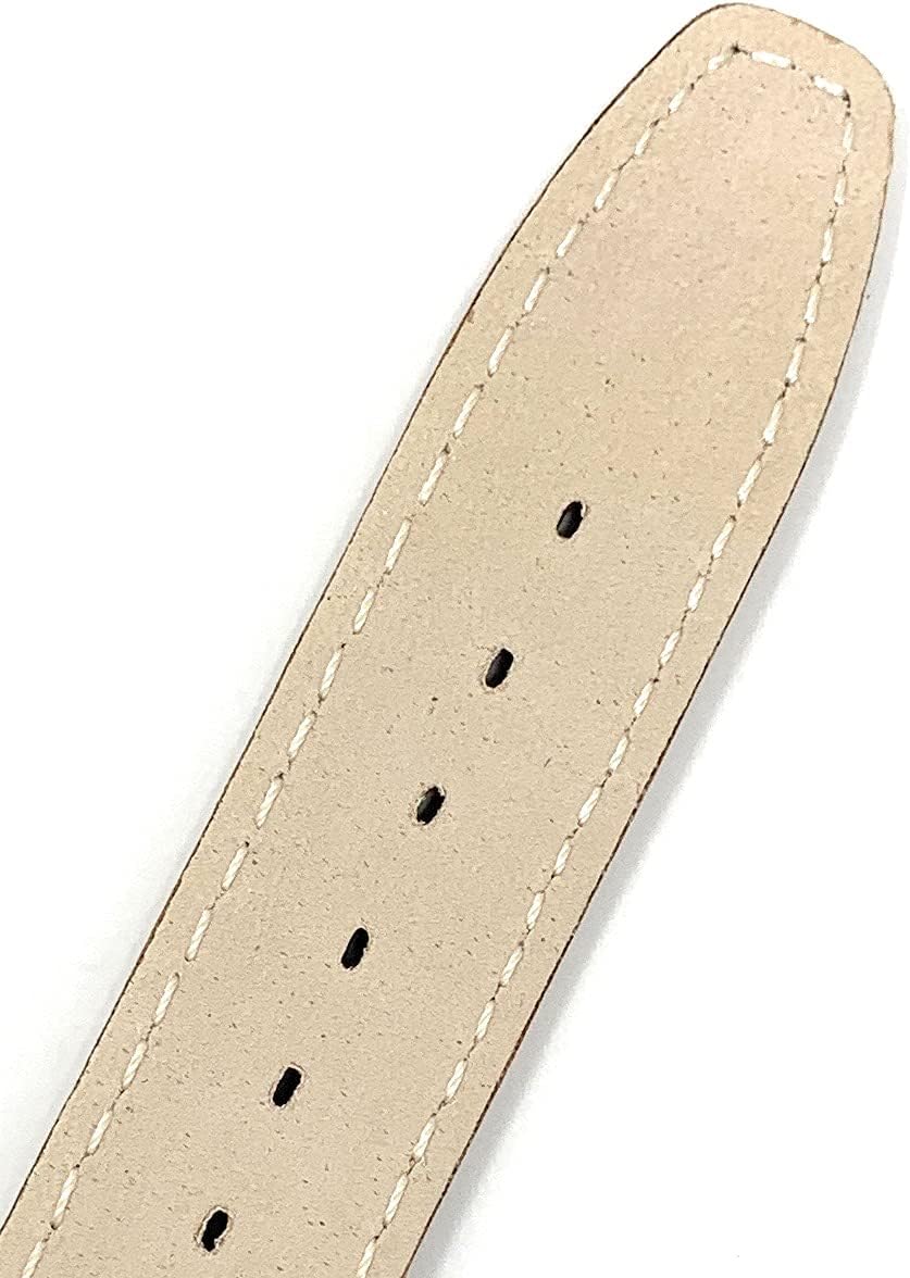 Bandini Extra Long 12mm Womens Leather Watch Band Strap - Grey/Gray with Stitching - Classic - Slim - Gold Buckle