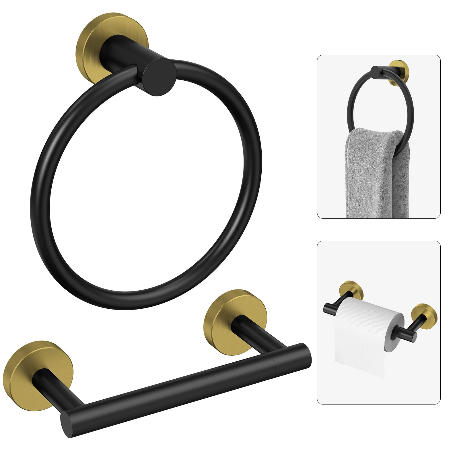 Matte Black Toilet Paper Holder & Towel Holder Bathroom Hardware Set — Amazon image 10