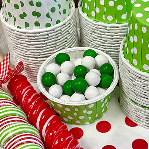 Candy Nut Christmas Paper Cups - 48 Mini Baking Paper Treat Cups - Green And White Dot - 2 X 1.5 Inches - 48 Pack #TOP3