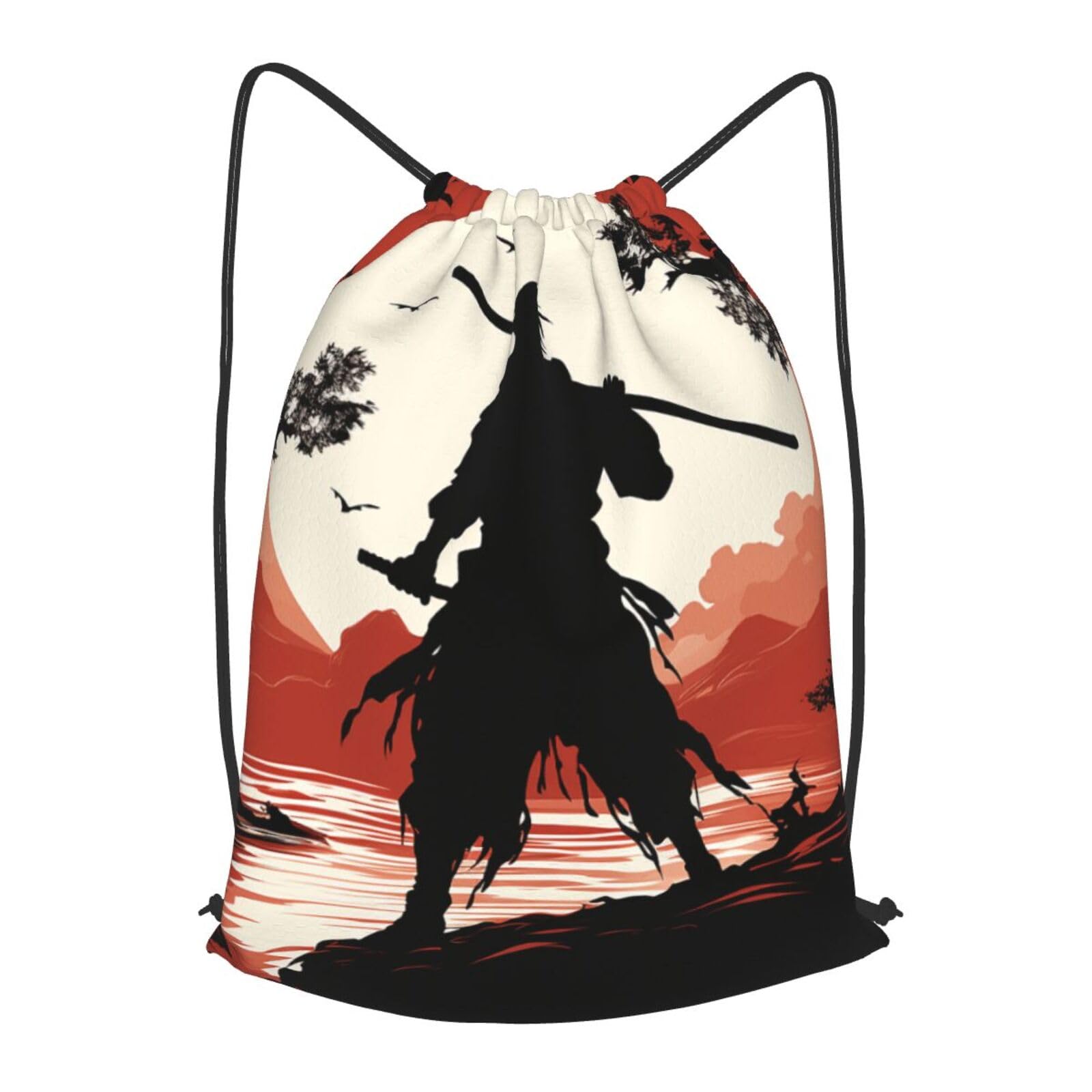 TOXOCMDKLE Drawstring Backpack Foldable Draw String Bags Samurai Sackpack Sports Gym Bag For Shopping Yoga