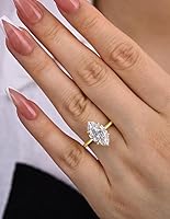 Vista 6 de Anillo de compromiso de corte marquesa de 3.5 quilates,Anillo de diamantes de imitación,Anillo de promesa chapado en oro amarillo y blanco de 18