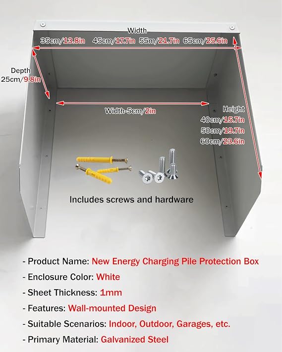 Outdoor Ev Charger Housing Enclosure Box, Wall-mounted Pedestal for Tesla Home Charger, Weatherproof Charging Cable Holder/Electric Cable Cover(A,WxHxD 30x40x25cm/12x16x10in)
