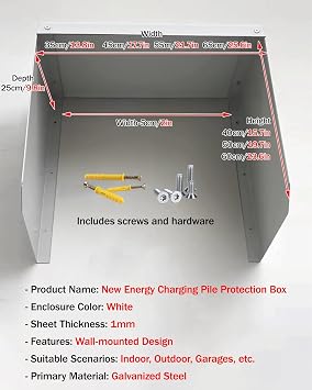 Outdoor Ev Charger Housing Enclosure Box, Wall-mounted Pedestal for Tesla Home Charger, Weatherproof Charging Cable Holder/Electric Cable Cover(A,WxHxD 30x40x25cm/12x16x10in)