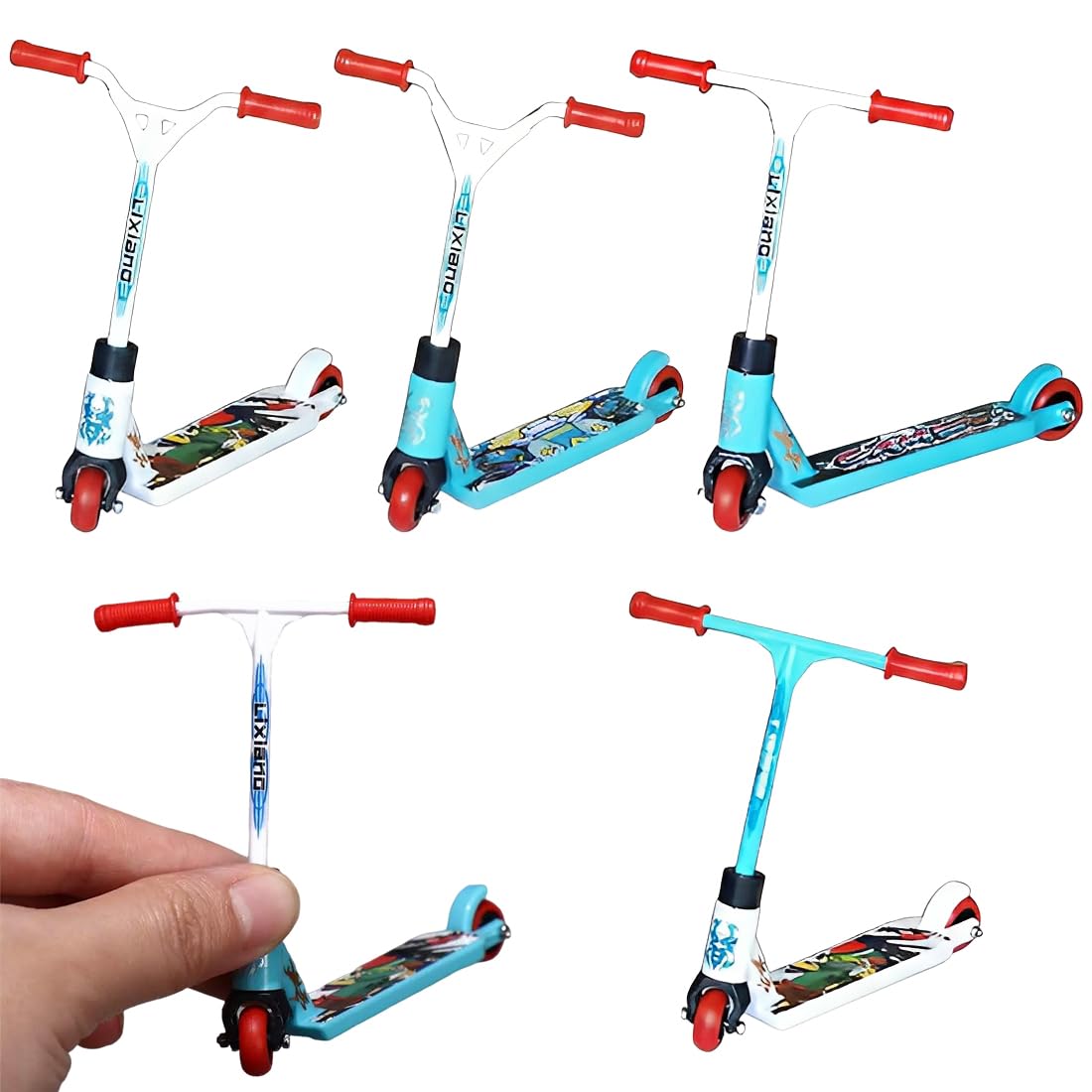 4 Pezzi Mini Monopattino Da Dito, Mini Skateboard Da Dito, Set Monopattino Da Dito, Skateboard Da Dito Per Bambini, Bomboniere - Blu E Bianco