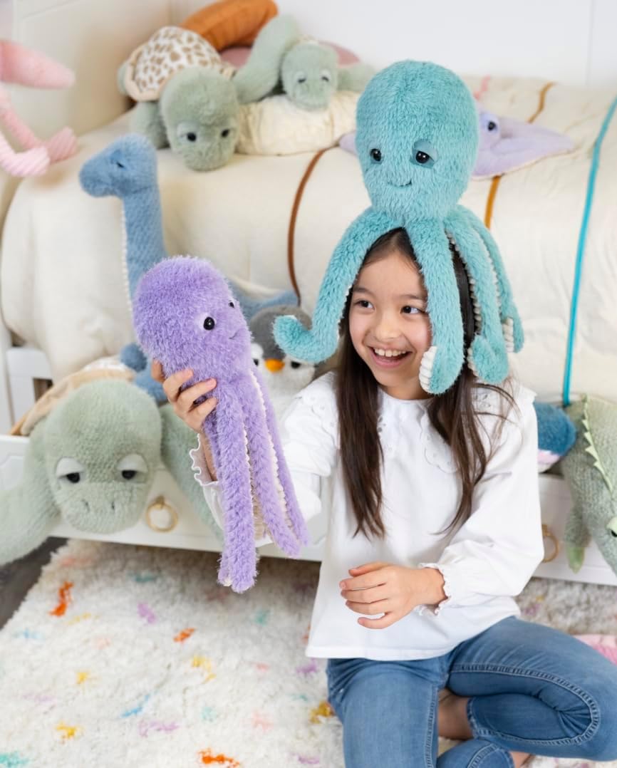 The Petting Zoo Octopus Stuffed Animal Plushie, Gifts for Kids, Fuzzlez Sealife Animals, Octopus Plush Toy, 14 inches