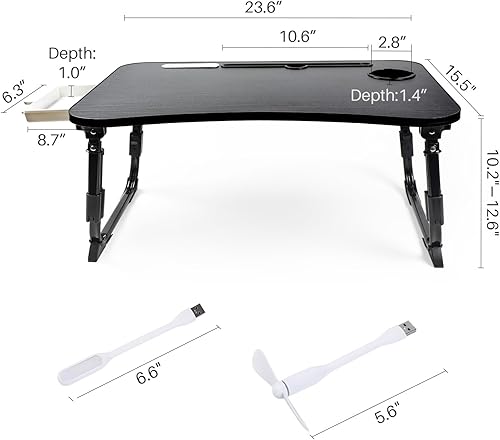 Miniatura 4 de BYMECOST Escritorio para computadora portátil para cama, mesa de cama para computadora portátil de altura ajustable, soporte de escritorio plegable