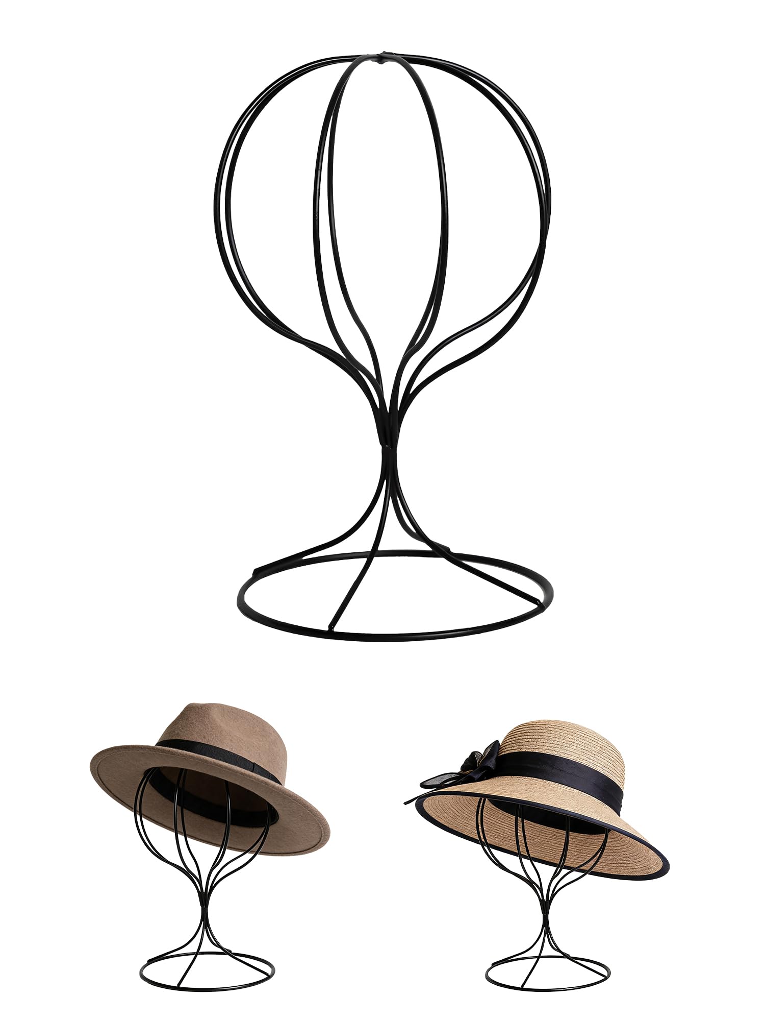 TINGSING Metal Hat Stand 10.6'' Black Iron Wire Hat Display Stands