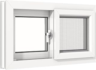 Vinyl Basement Slider Window,32" x 18" Basement Window,Removable Sliding Windows with Screen Windows,Featuring Double-Pane Insulated with Thermal Insulation Soundproof Glass(White)