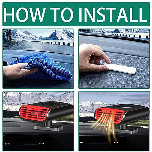 Car Heater, Fast Portable Auto Car Heater Defroster, 150W 12V Heater Windshield De-Icers, Automobile Windscreen Fan with Plug in Cigarette Lighter, Window Defroster for Car, SUV, Jeeps, Trucks - Thumbnail 4
