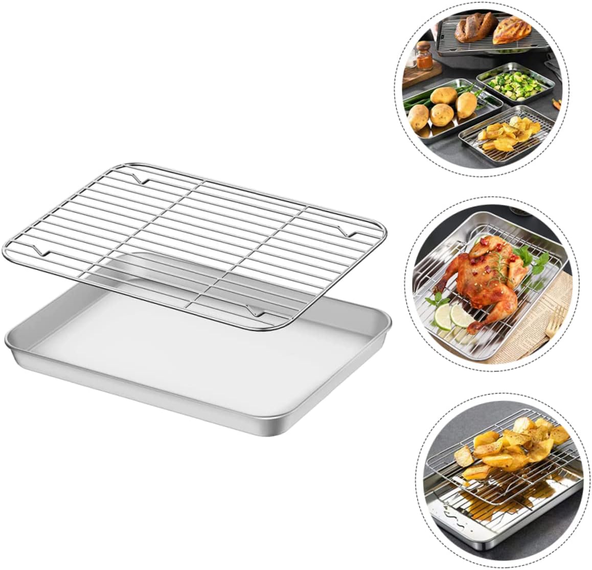 1set Multi-function Baking Tray Baking Rack and Pan for Oven and Camping Non- to Clean Bakeware for Cookies and Pastries