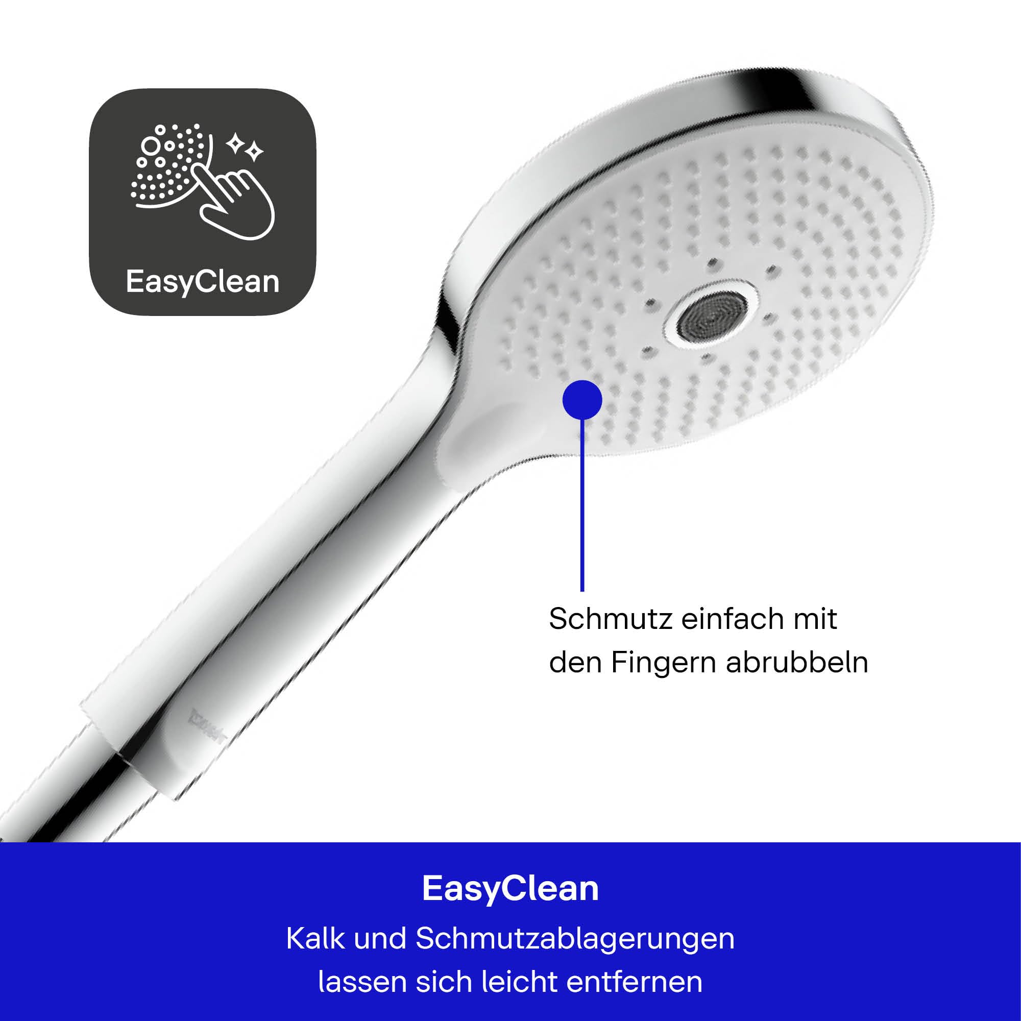 Duravit Duschsystem, wassersparendes Shower System, Duschkopf mit 3 Strahlarten (Rain, Pulse, Mono), im Winkel verstellbar, Duschset reinigungsfreundlich, Duschsystem mit Thermostat, Chrom/Weiß