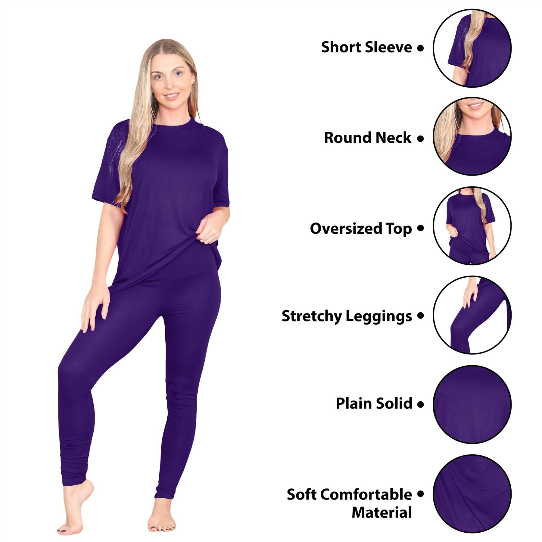 Set di leggings da donna in tinta unita, oversize Viola Medium