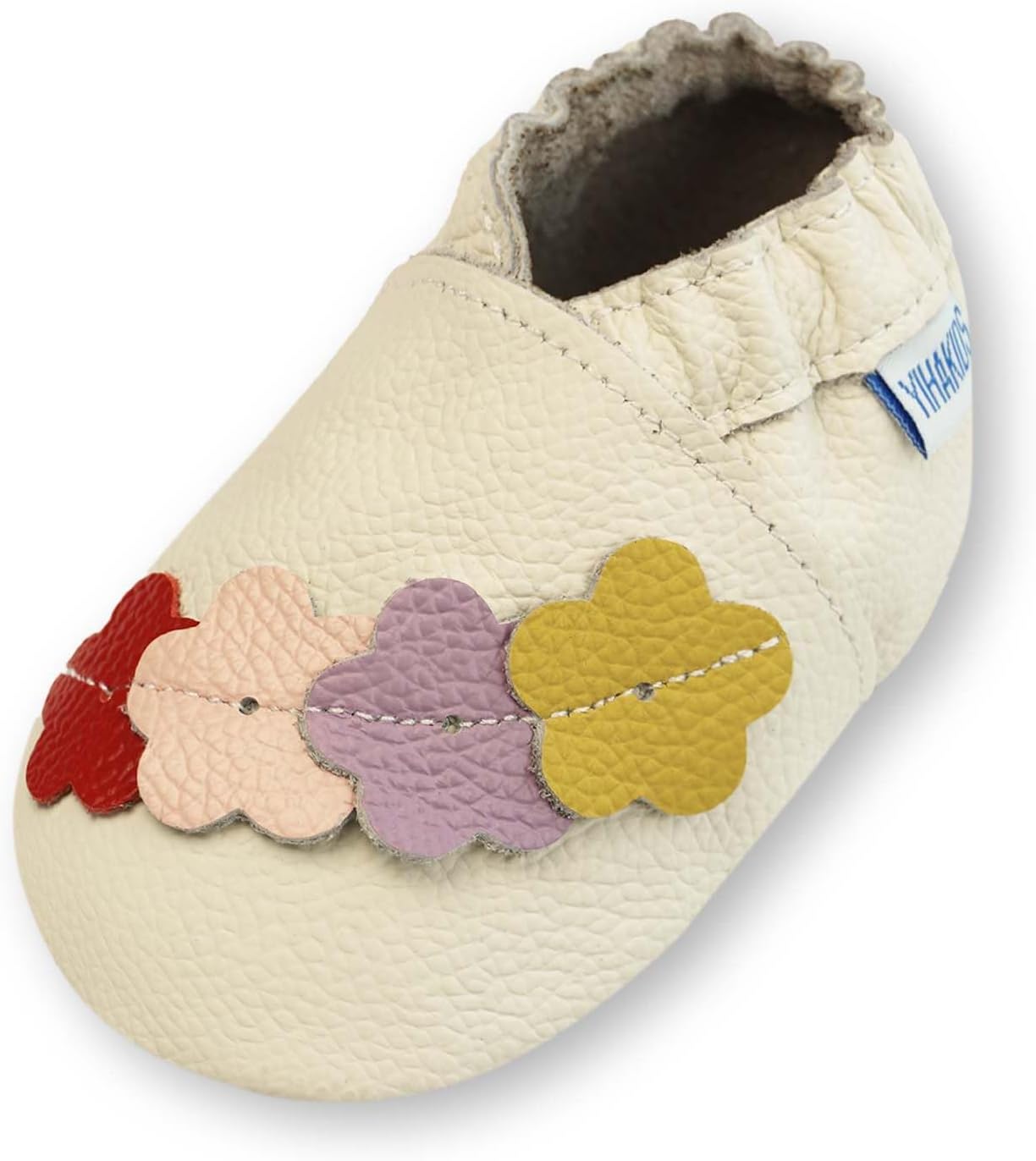 YIHAKIDS Baby Leather Shoes Soft Sole First Walking Moccasins Infants Toddler Boys Girls Crawling Slippers Slip-on Shoes with Elastic Ankle