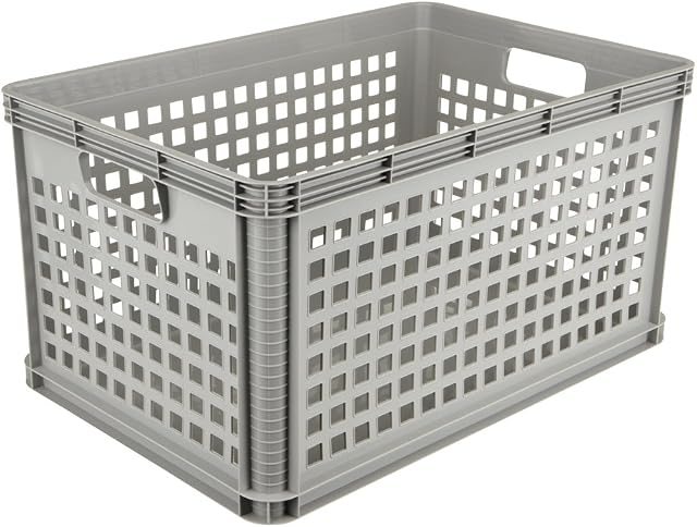 keeeper Transport Basket, Acid-Resistant and Food Safe, 60x40x32 cm, 64 Litre, Robert, Light Grey