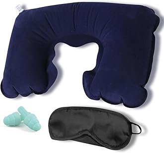 GUBB Travel Sleeping Kit (Sleeping Pillow for Travelling, Eye Cover Mask for Sleeping, Ear plugs for Noise Reduction)