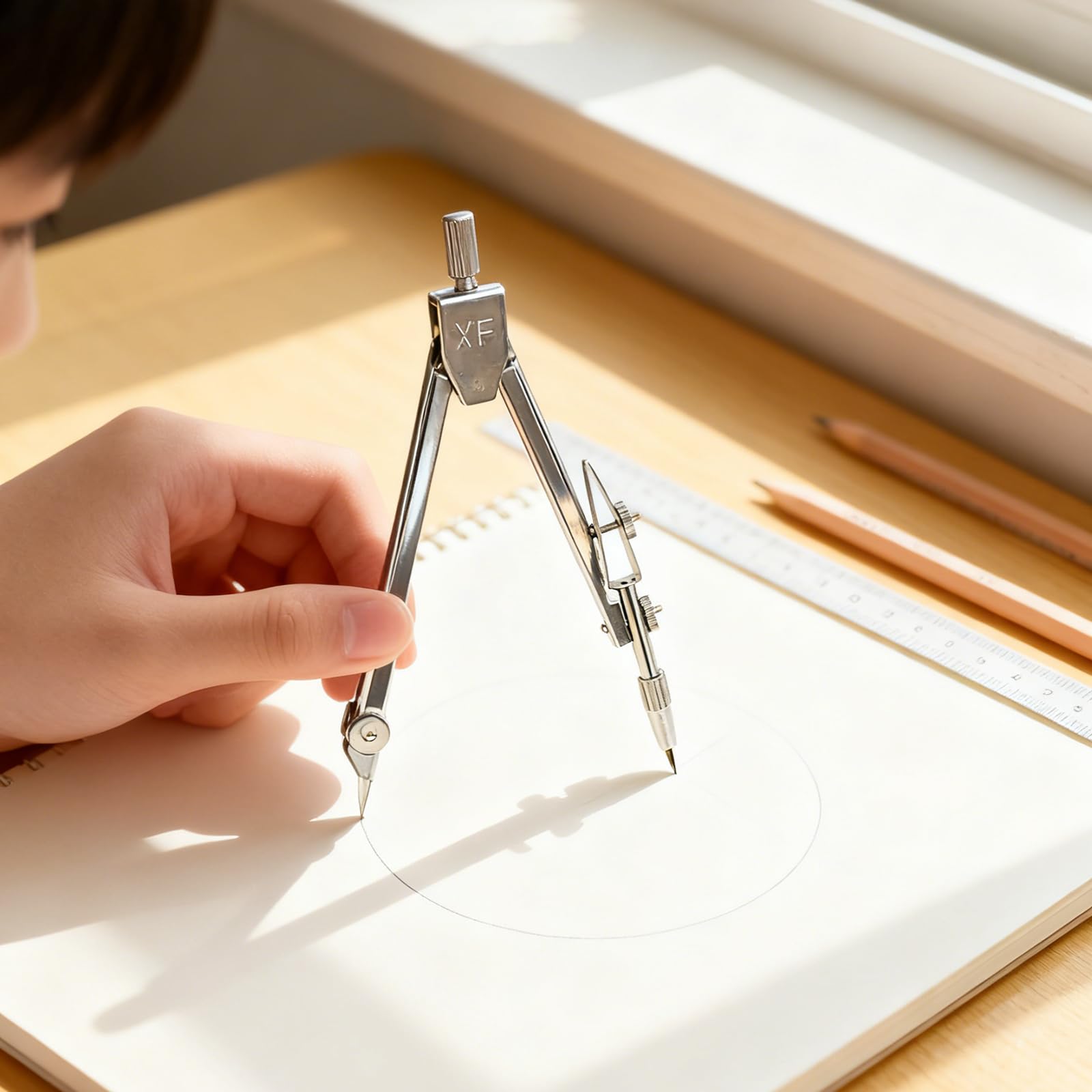 Coffret Compas Métal Professionnel avec Sécurité Protège Pointe et Crayons de Rechange