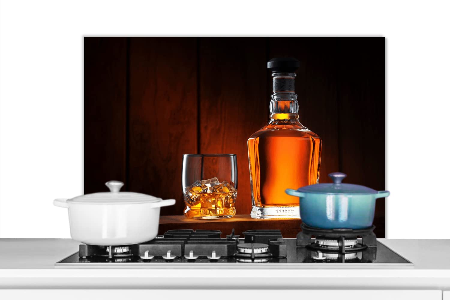 Crédence De Cuisine Aluminium 90x60 Cm - Protection Anti-éclaboussures, Résistante à La Chaleur, Facile à Nettoyer - Impression Verres Et Boissons - 8