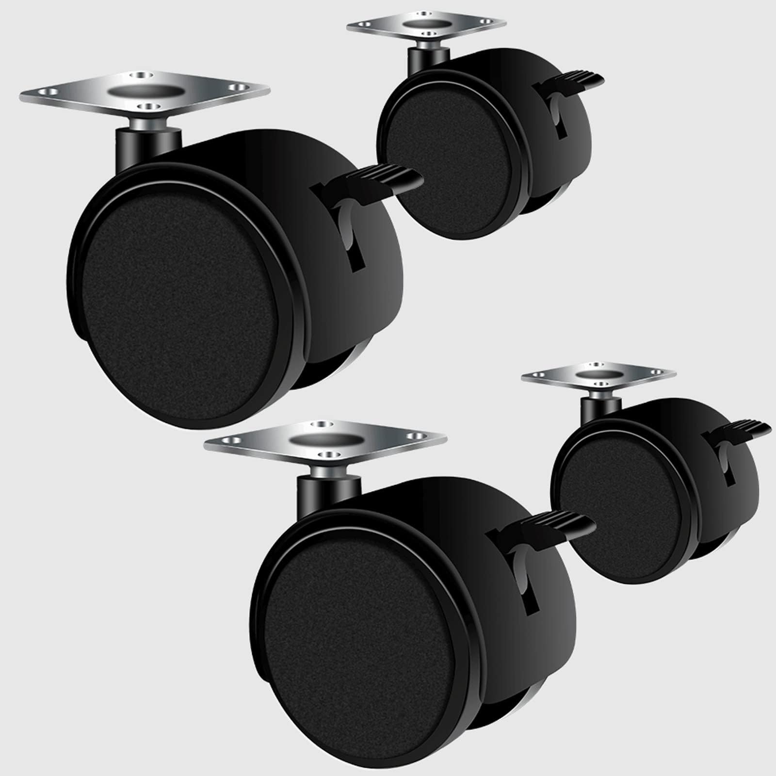 ZGUOUZANTYE 1.5 Inch Nylon Swivel Castor Wheels Furniture Replacement Caster with Brake Floor Protecting 4 Pack(1.5IN)