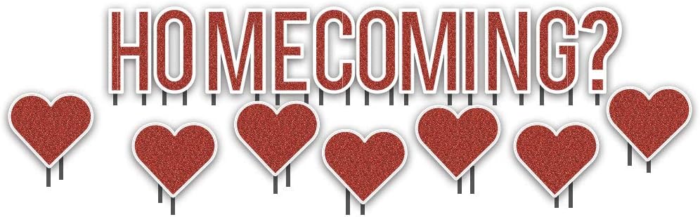 VictoryStore Yard Sign Outdoor Lawn Decorations: Homecoming Yard Letters and Hearts 34 Stakes