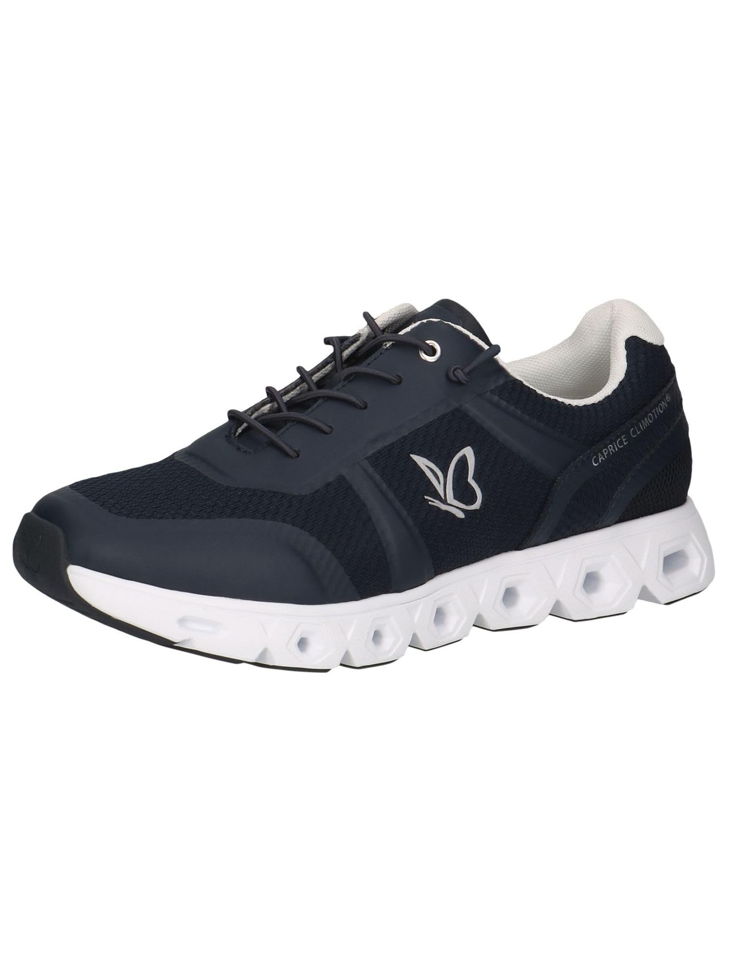 CAPRICE Women's Flat Sneakers with Laces Vegan, Blue (Ocean Comb), 4 UK