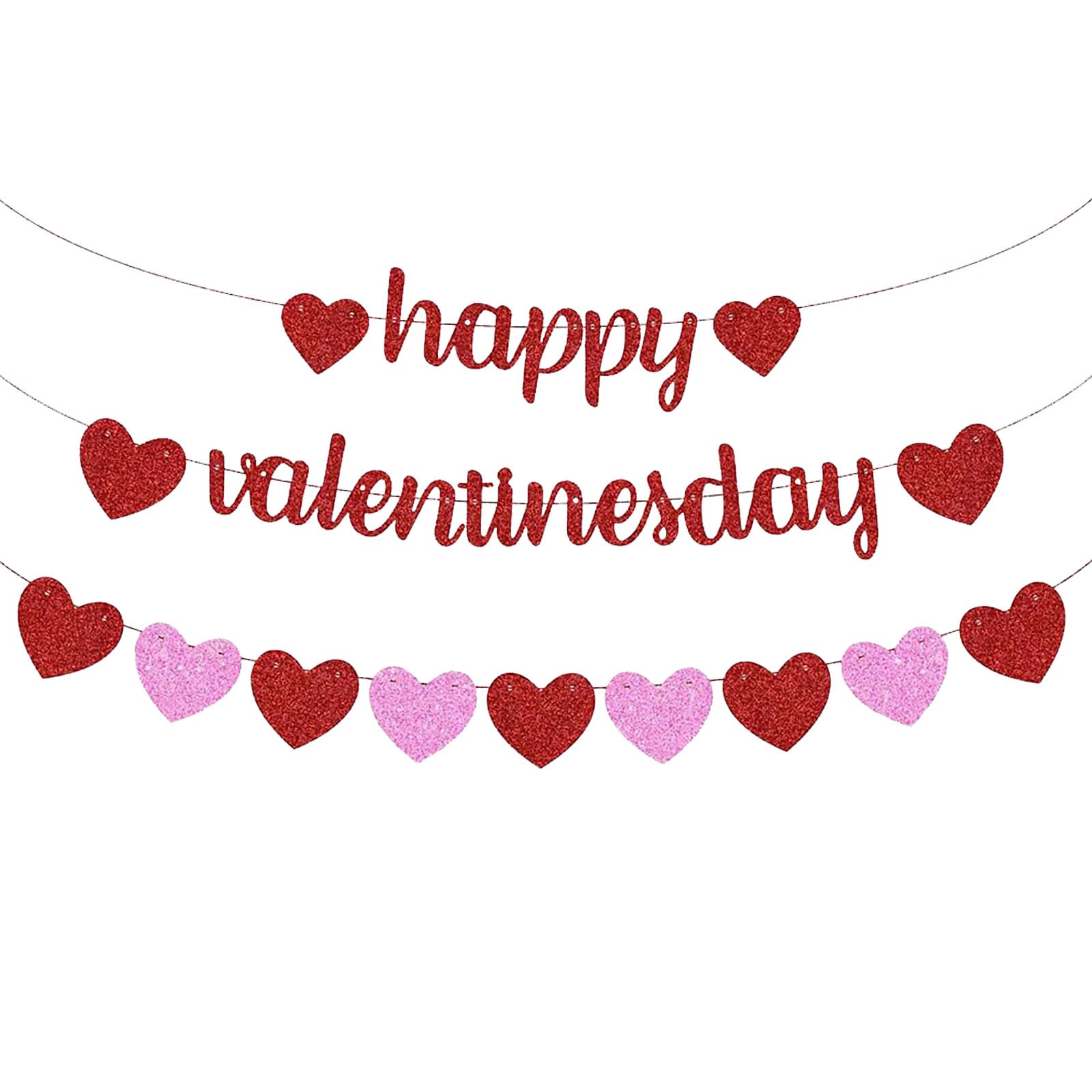 Happy Valentines Day Banner,Valentine's Decorations String with Heart